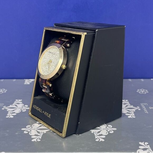 Kendall + Kylie Rhinestone Face Gold And Tortoise Shell Band NEW - Picture 3 of 7